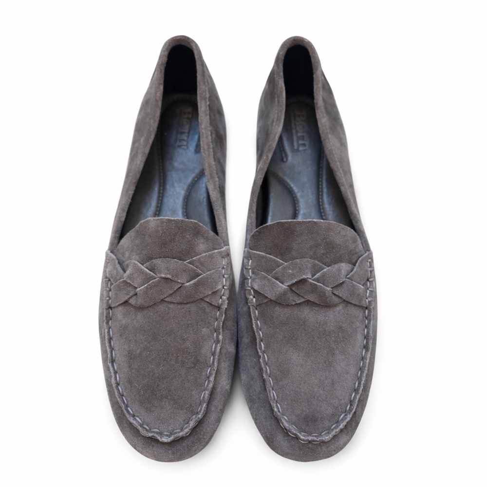 Born Mirror Gray Suede Braided Loafers Flats Women’s Size 10M